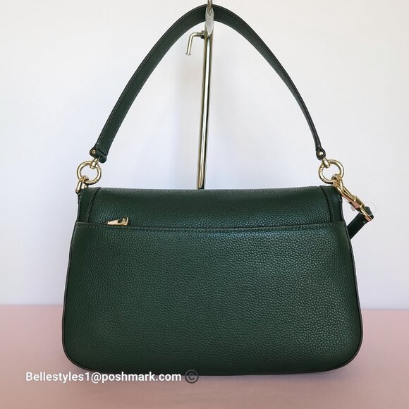 KATE SPADE Hudson Pebbled Leather Medium Flap Convertible Shoulder Bag-Northern⭐ - Picture 7 of 16
